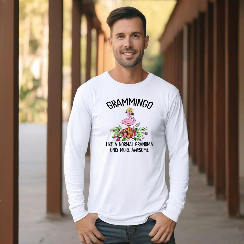 Gramming Like A Normal Grandma Only More Awesome Long Sleeve Shirt Funny Flamingo Shirts Grandma Gift