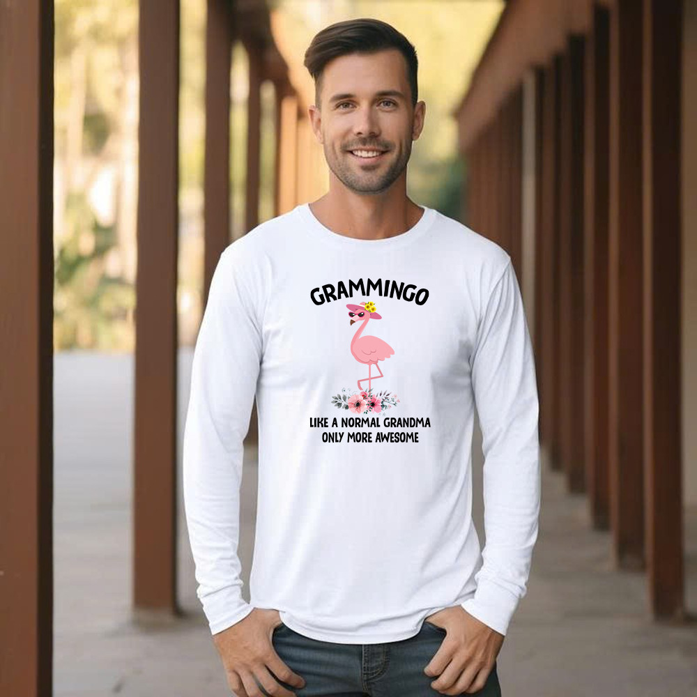 Grammingo Like Normal Grandma Only More Awesome Long Sleeve Shirt Flamingo Woman Fun Tees Gifts For Grandma